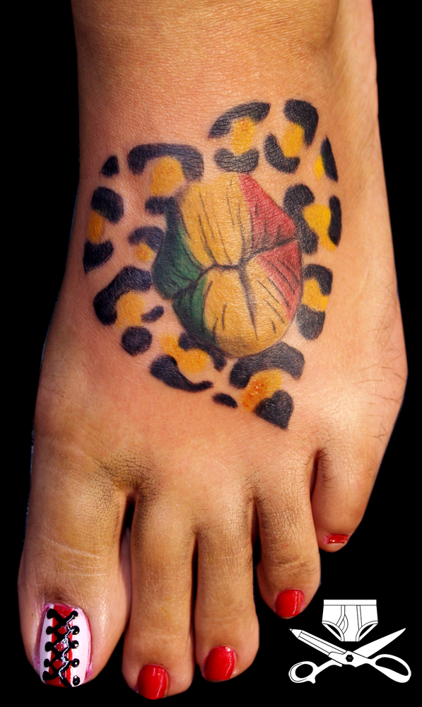 Rasta Color Leopard Print Tattoos