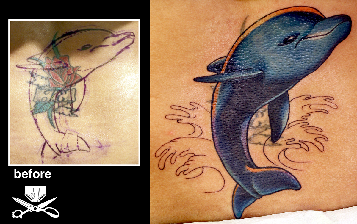 Matching dolphin tattoos by @jizottt - Tattoogrid.net
