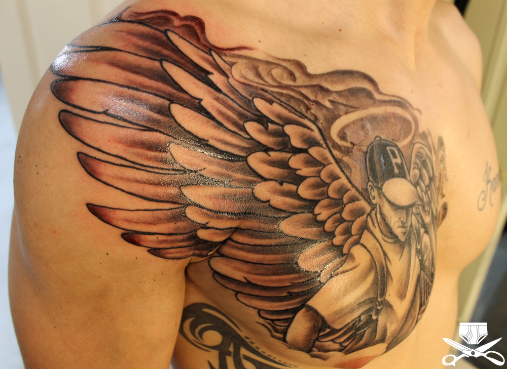 angel side view tattoo